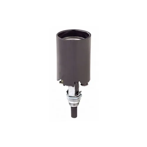Leviton 4155-53 Incandescent Lampholder, Bottom Turn Knob Switch, Candle, Medium Base, 660W-250V, Double Leg Bracket Assembly Pinned to Socket, 1 1/16" Overall Height, 3/8-27 x 13/32" Long Thread