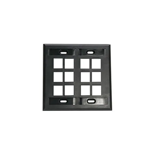 Leviton 42080-12E QUICKPORT 12-Port Wall Plate with ID Windows, Black
