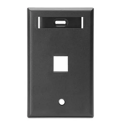 Leviton 42080-1ES QuickPort Wall Plate with ID window, Single-Gang, 1-Port, Black