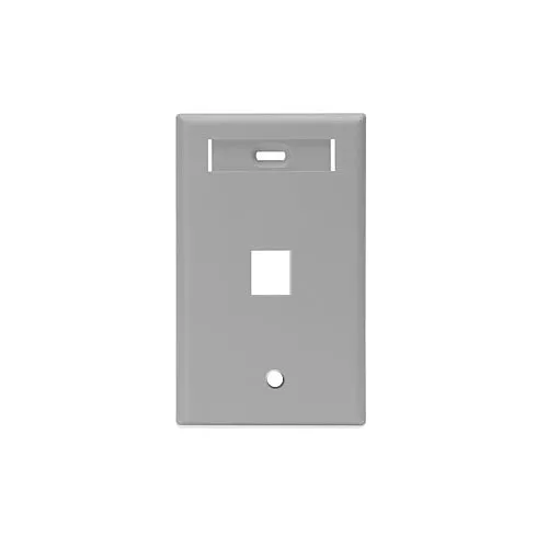 Leviton 42080-1GS Single-Gang QUICKPORT Wall Plate with ID Window, 1-Port, Gray