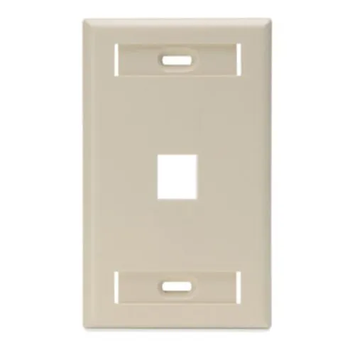 Leviton 42080-1IS Single-Gang QuickPort Wall Plate with ID Window, 1-Port, Ivory