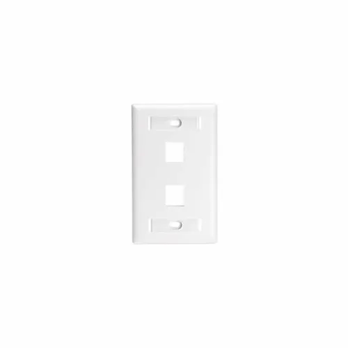 Leviton 42080-2WL Quickport 2-Port Wall Plate with ID Windows and Extra Port Spacing, White