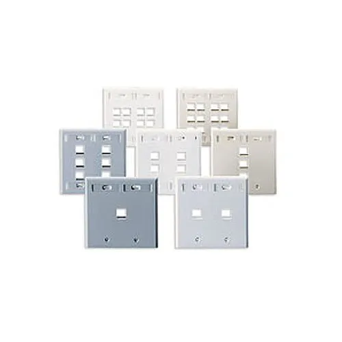 Leviton 42080-2WP Dual-Gang QuickPort Wall Plate with ID Windows, 2-Port, White