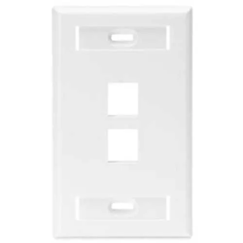 Leviton 42080-2WS Single-Gang QuickPort Wall Plate with ID Windows, 2-Ports, White