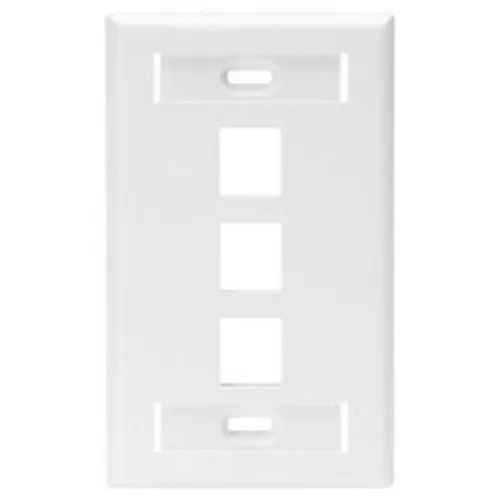 Leviton 42080-3WS Single-Gang QuickPort Wall Plate with ID Windows, 3-Port, White