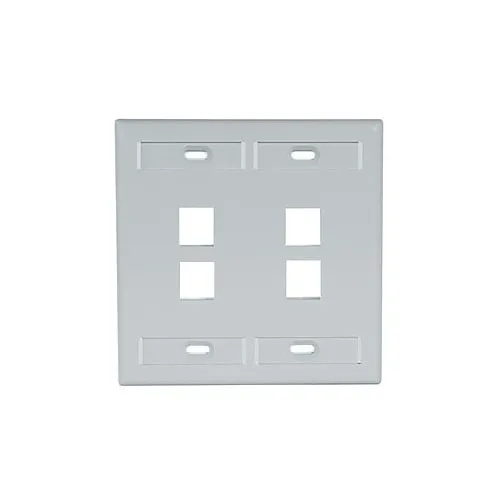 Leviton 42080-4GP 4-Port Dual-Gang Wall Plate, Gray