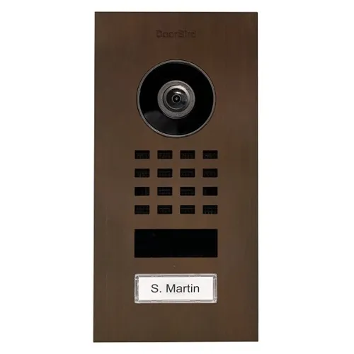 DoorBird 423873360 D1101V Flush-Mount IP Video Intercom with 1 Call Button, Architectural Bronze