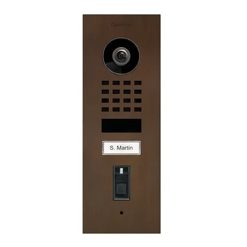 DoorBird 423873513 D1101FV Flush-Mount IP Video Intercom with Fingerprint Reader, Architectural Bronze