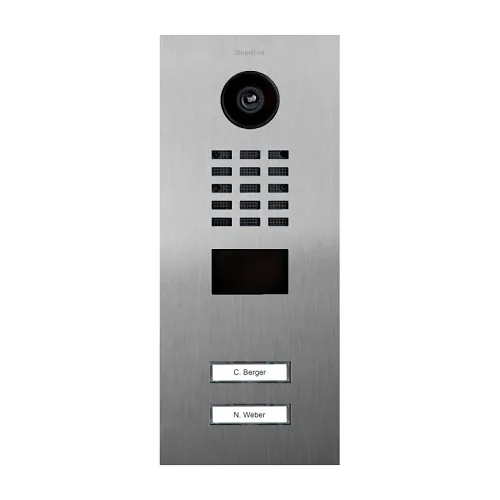 DoorBird 429614844 D2102V IP Video Intercom, 2-Call Button, Flush Mount, Brushed Stainless Steel V2A