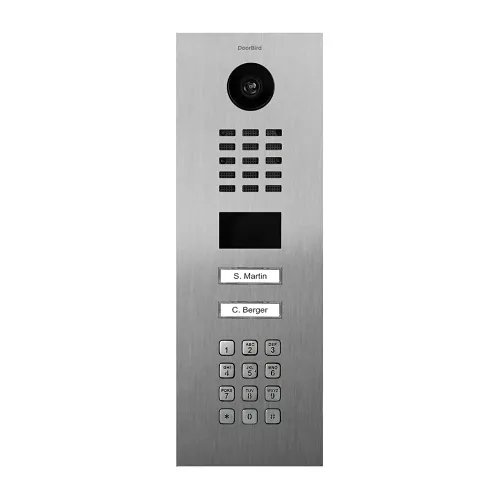 DoorBird 429615094 D2102KV IP Video Intercom, 2-Call Button, Flush Mount, Brushed Stainless Steel V2A