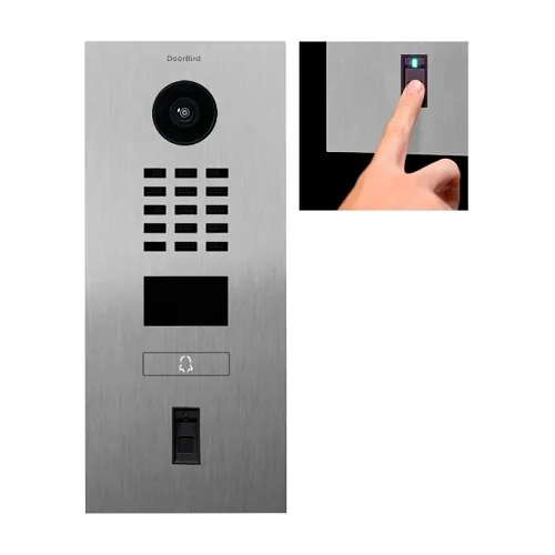 DoorBird 429615124 D2101FV Fingerprint 50 IP Video Intercom, Surface Mount, Brushed Stainless Steel V2A