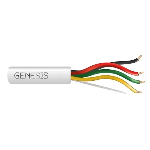 Genesis 43015501 22/4 Solid Unshielded Fire Alarm Cable, Riser, FPLR, 500' (152.4 m) Pull Box, White