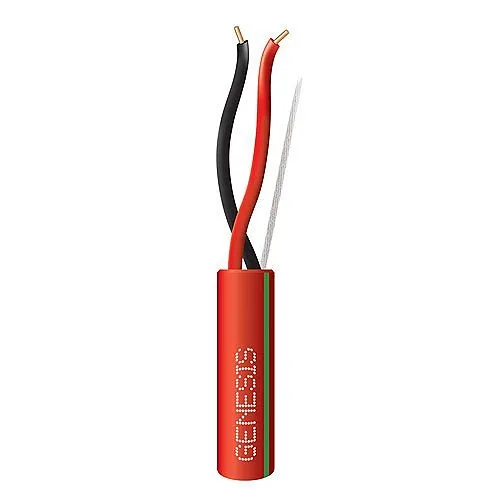Genesis 4306114G 18/2 Solid Riser Fire Cable, Unshielded, FPLR, CL3R, FT4, Sunlight Resistant, 1000' (304.8m) Pull Box, Red with Green Stripe