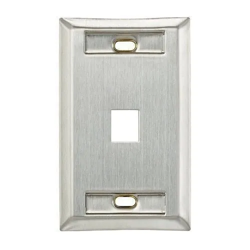 Leviton 43080-1L1 QUICKPORT™ Wallplate, Single-Gang, 1-Port, with ID Windows, Stainless Steel
