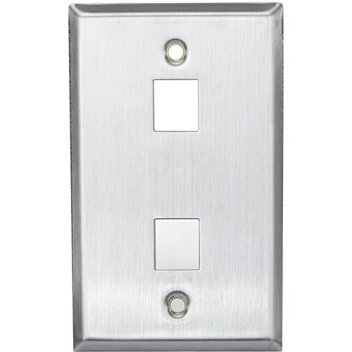 Leviton 43080-1S2 Stainless-Steel QuickPort Wall Plate, Single-Gang, 2-Port