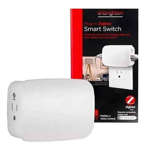 Jasco 43094 Enbrighten Zigbee Plug-In Smart Switch with Dual Controlled Outlets, White