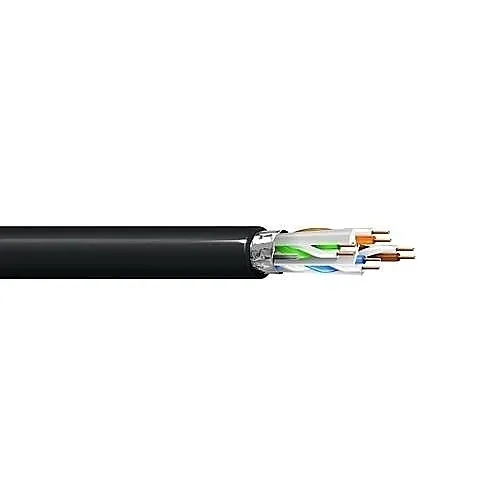 West Penn 4346AFBK1000 23/4 AWG Shielded CAT6A Cable, 1000', Black