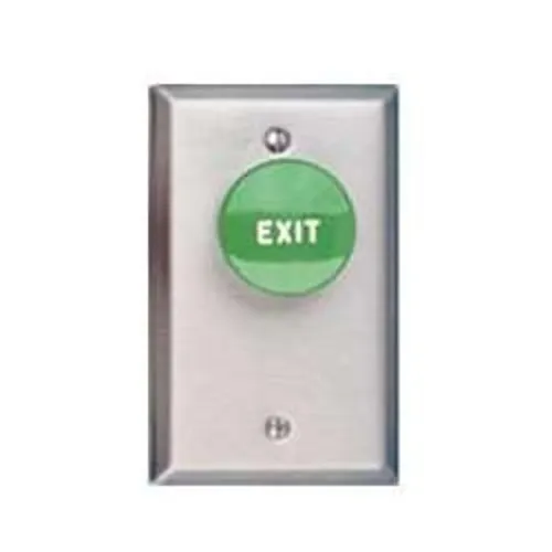 435UR Exit Switch, 1-1/2" Mushroom, AA DPST, Red Button, Stainless Steel