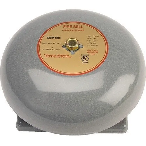 Edwards Signaling 439D-6AW Polarized Fire Bell, 6", 24V