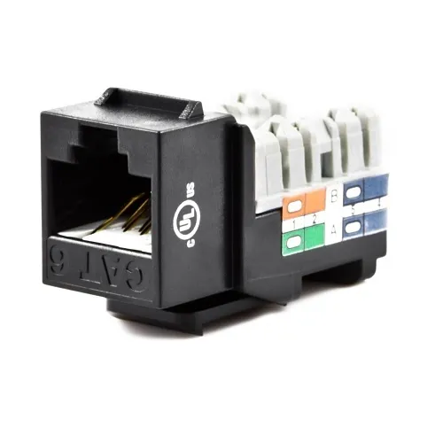 Weltron 44-678C6-BK CAT6 Keystone Punch Down Jack, Black