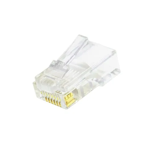 Weltron 44-751-8RSOL RJ45, 8P8C Modular Plug for Cat5e Round Cable, Clear, 100-Pack