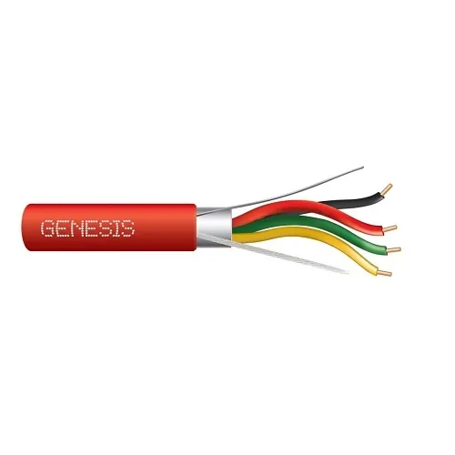 Genesis 44031104 18/4 Solid Shielded Fire Alarm Cable, Riser, FPLR, 1000' (304.8 m) Pull Box, Red