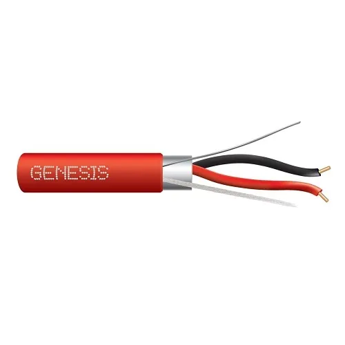 Genesis 44411004 18/2 Solid Unshielded Mid-Cap Fire Alarm Cable, Riser, FPLR, 1000' (304.8 m) Reel, Red
