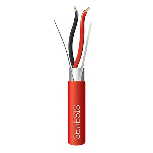 Genesis 44421004 16/2 Solid Shielded Riser Fire Cable, FPLR, CL3R, FT4, Sunlight Resistant, 1000' (304.8m) Reel, Red