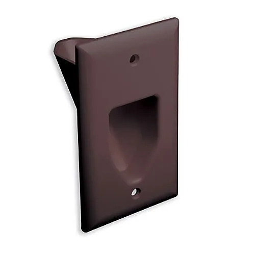 DataComm 45-0001-BR 1-Gang Recessed Low Voltage Cable Plate, Brown