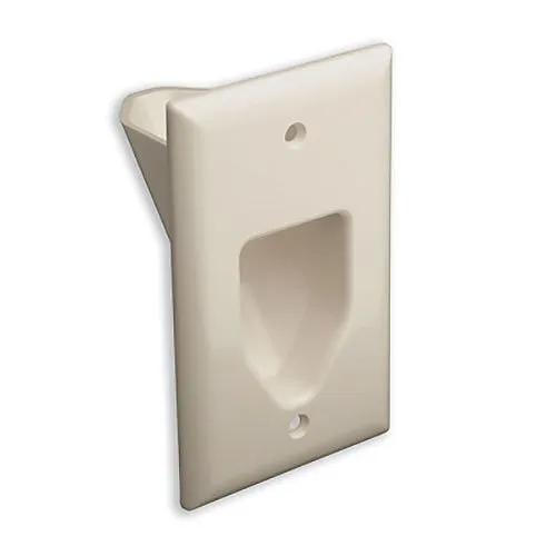 DataComm 45-0001-LA 1-Gang Recessed Low Voltage Cable Plate, Lite Almond