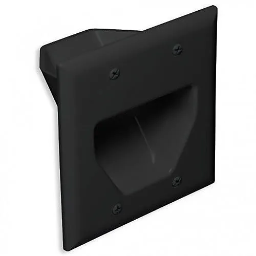DataComm 45-0002-BK 2-Gang Recessed Low Voltage Cable Plate, Black