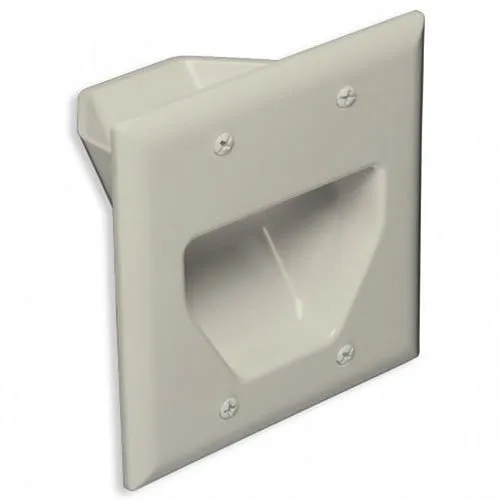 DataComm 45-0002-LA 2-Gang Recessed Low Voltage Cable Plate, Lite Almond