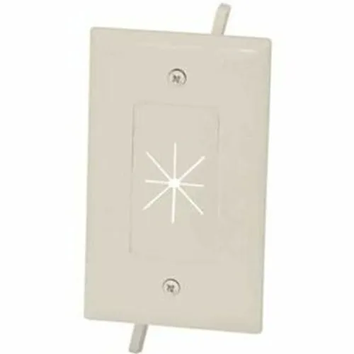DataComm 45-0014-LA Single-Gang Cable Plate Flex Open with Mount Wings, Light Almond