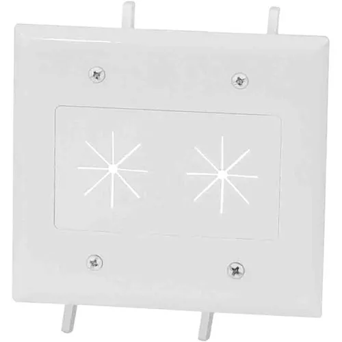 DataComm 45-0015-WH Cable Plate with Flexible Opening, 2-Gang, White