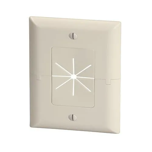DataComm 45-0017-LA Split Plate with Flexible Opening, 1-Gang, Light Almond
