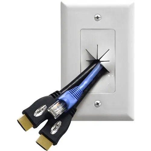 DataComm 45-0017-LA Split Plate with Flexible Opening, 1-Gang, Light Almond