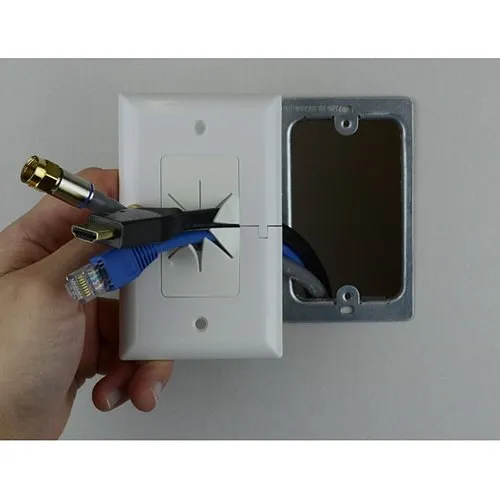 DataComm 45-0017-LA Split Plate with Flexible Opening, 1-Gang, Light Almond