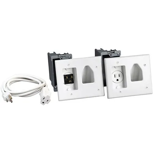 DataComm 45-0023-WH Recessed Pro-Power Kit with Straight Blade Inlet, White