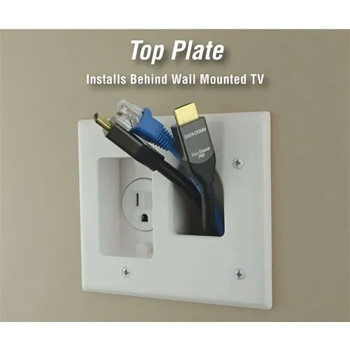 DataComm 45-0023-WH Recessed Pro-Power Kit with Straight Blade Inlet, White