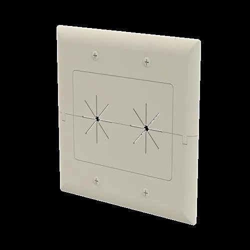 DataComm 45-0027-LA Split Plate with Flexible Opening, 2-Gang, Light Almond