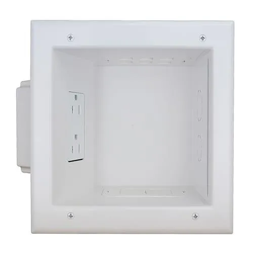 DataComm 45-0053-WH Recessed Media Box with 15 Amp/125 Volt Duplex Receptacle, ETL US Only, White