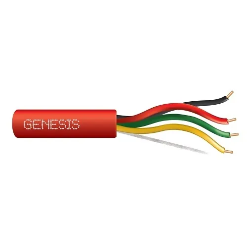 Genesis 45141004 14/4 Solid Unshielded Fire Alarm Cable, Plenum, FPLP, 1000' (304.8 m) Reel, Red