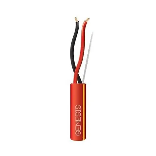 Genesis 4522104Y 14-2 Stranded Plenum Fire Cable, 1000' Reel, Red with Yellow Stripe