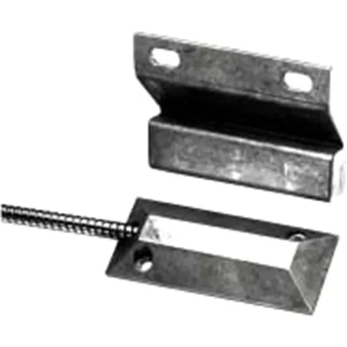 GRI 4532 Floor Mount Miniature Overhead Door Switch Set, 2-1/2" Gap, 10W, 200VDC, 0.50A, Closed Loop, N/O, and 24" Armored Cable, Aluminum