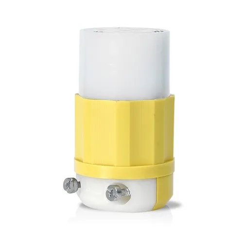 Leviton 45CM-79C Locking Connector, Industrial Grade, Corrosion-Resistant, 15A 250V, Yellow
