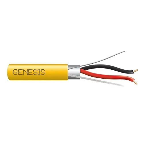Genesis 46061002 16/2 Solid Shielded Fire Alarm Cable, Plenum, FPLP, 1000' (304.8 m) Reel, Yellow