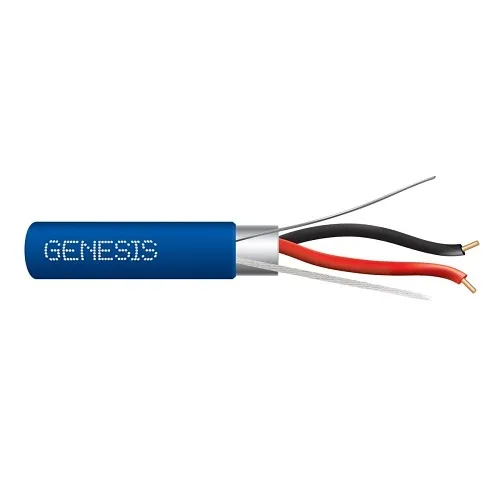Genesis 46061006 16/2 Solid Shielded Fire Alarm Cable, Plenum, FPLP, 1000' (304.8 m) Reel, Blue