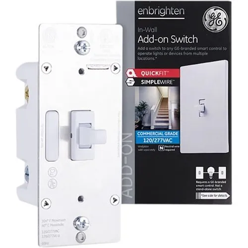 Jasco 46200 GE Enbrighten Add-On Switch, White Toggle, Chassis 2.0 for 12728
