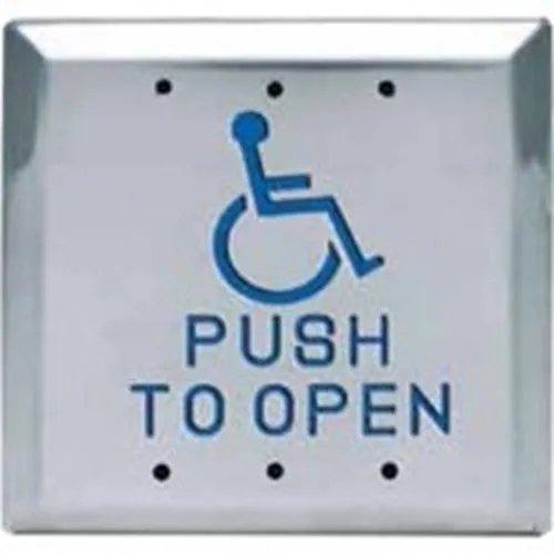 SDC 482A4U Push to Open 4-1/2" Square Push Plate Actuator, Handicap Symbol, Blue Infill, SPDT