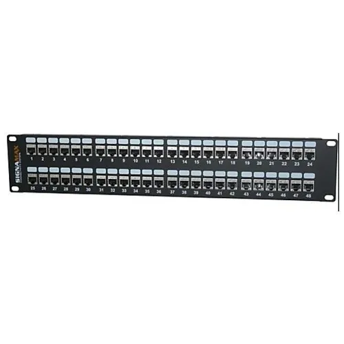 Signamax 48458FTHD-C5E 48-Port CAT5e Feed-Thru Unscreened Patch Panel, 2U